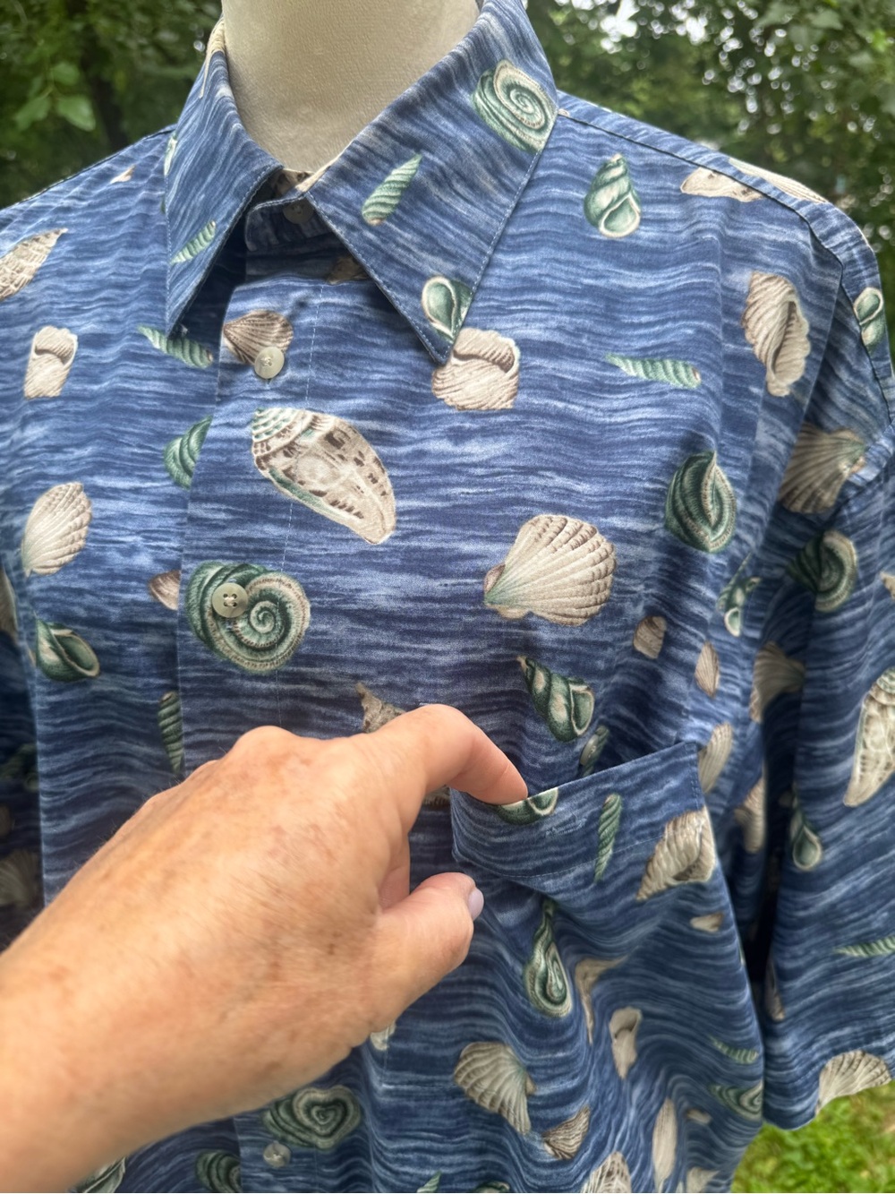 Pierre Cardin VTG XLT Blue Seashell Button Down Men's Shirt 100% Cotton - Picture 2 of 9